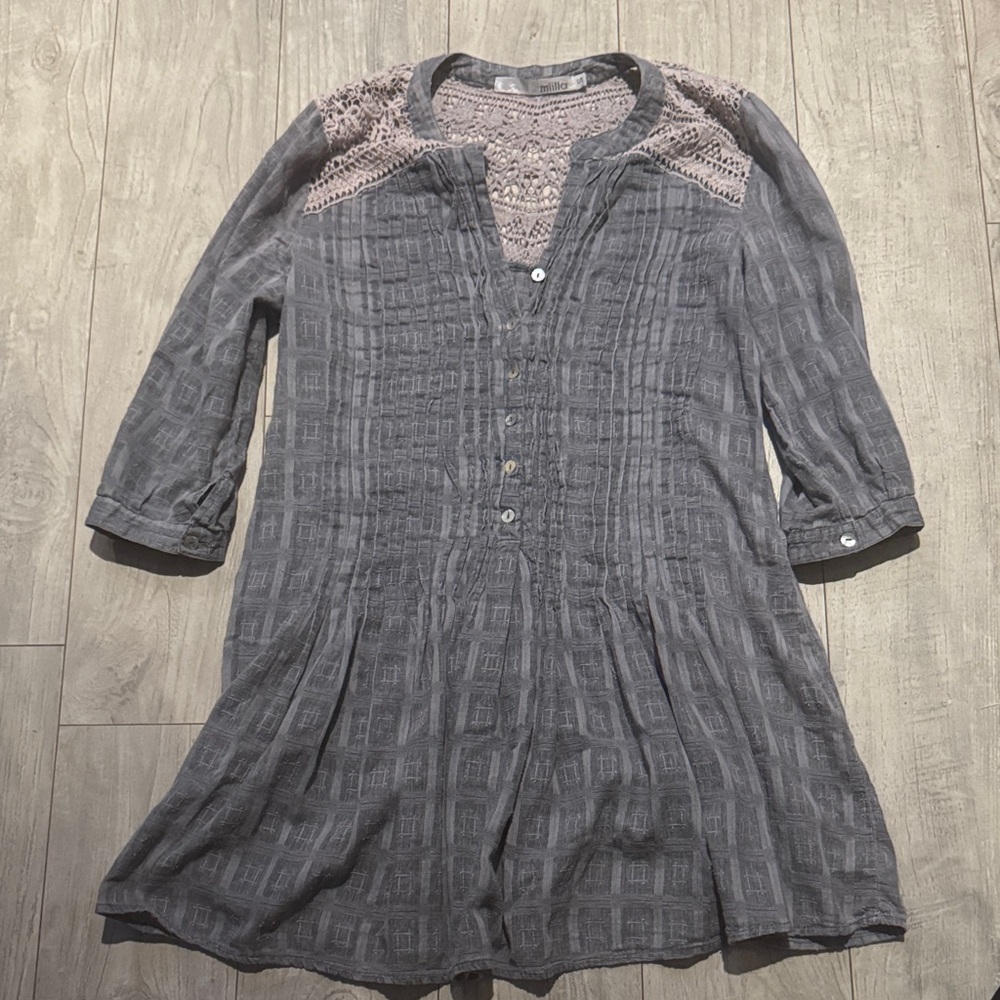 Miilla Clothing Gray Tunic with Crochet Details